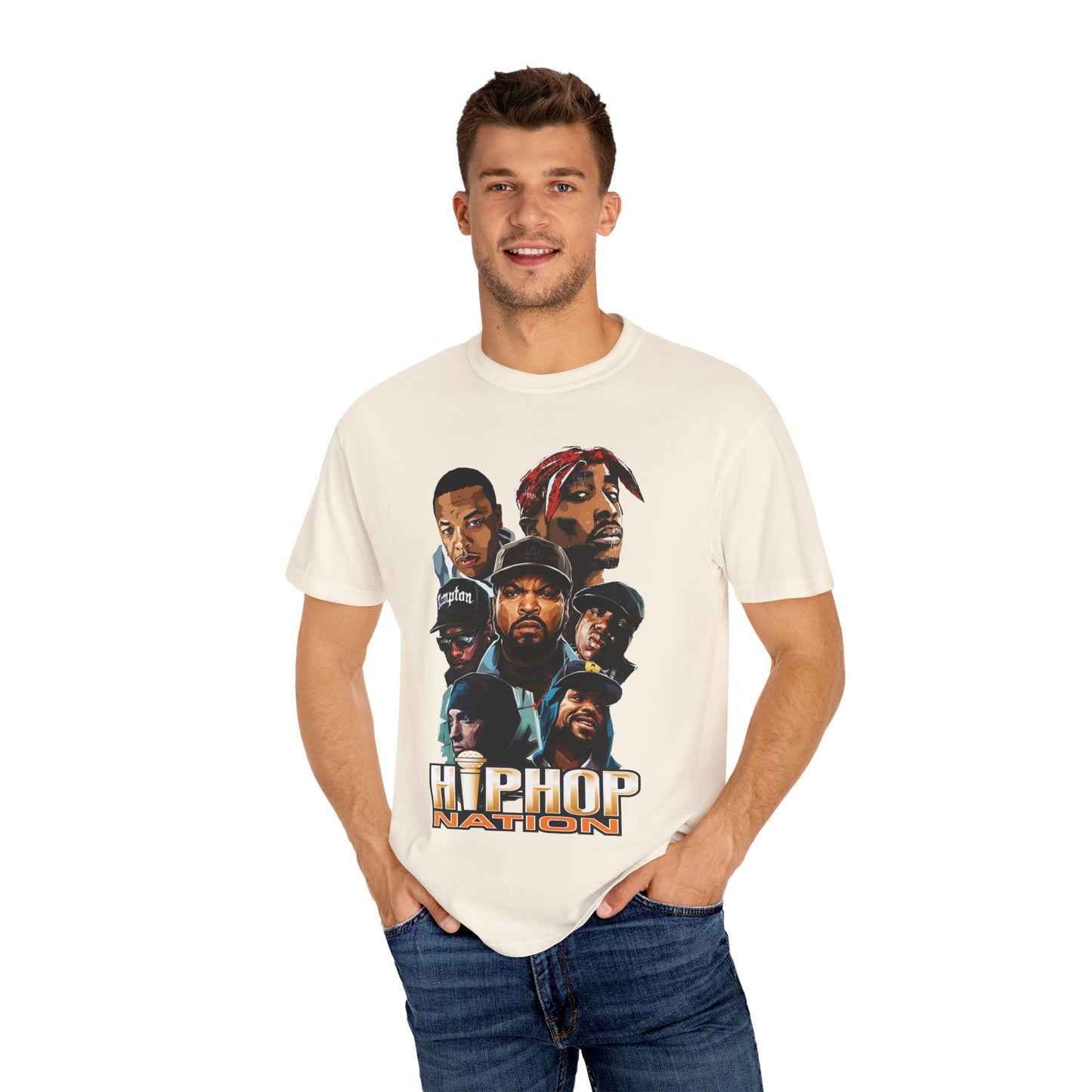Hip Hop Nation Unisex Garment-Dyed T-Shirt - Celebrate Music Legends